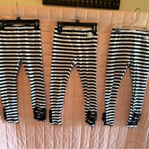 Black and White Striped Leggings with Bow Detail.